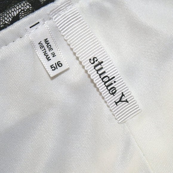 STUDIO Y Dress Strapless Asymmetrical Lace Homecoming Prom Black White Mini 5 - Picture 5 of 11